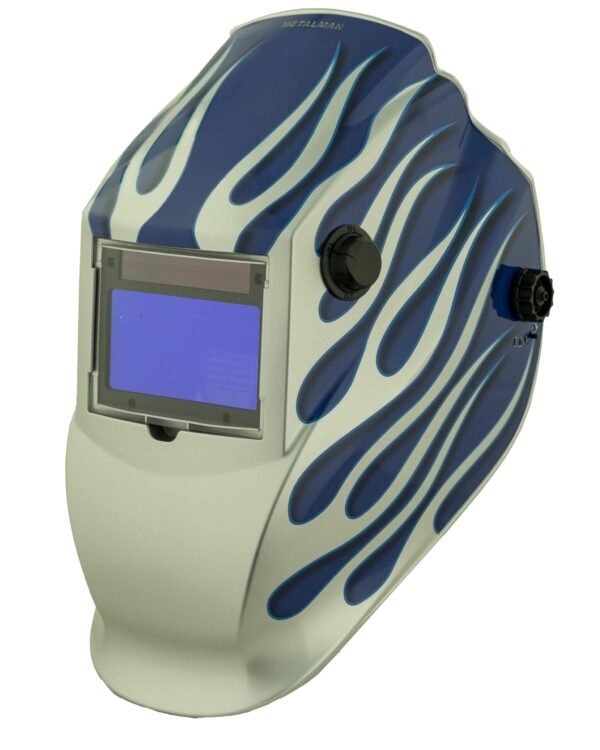 ASB8735SGC-R Big Window 8735 Auto Darkening Welding Helmet - Blue/Silver Flame ASB8735SGC-R Big Window 8735 Auto Darkening Welding Helmet - Blue/Silver Flame