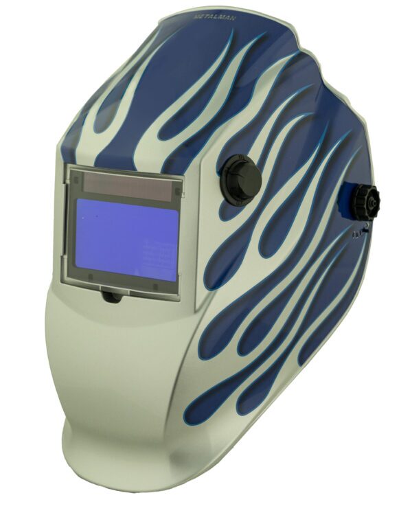 ASB8735SGC-R Big Window 8735 Auto Darkening Welding Helmet - Blue/Silver Flame