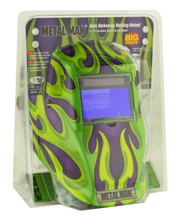 APG8735SGC Big Window 8735 Auto Darkening Welding Helmet - Purple/Green Flame