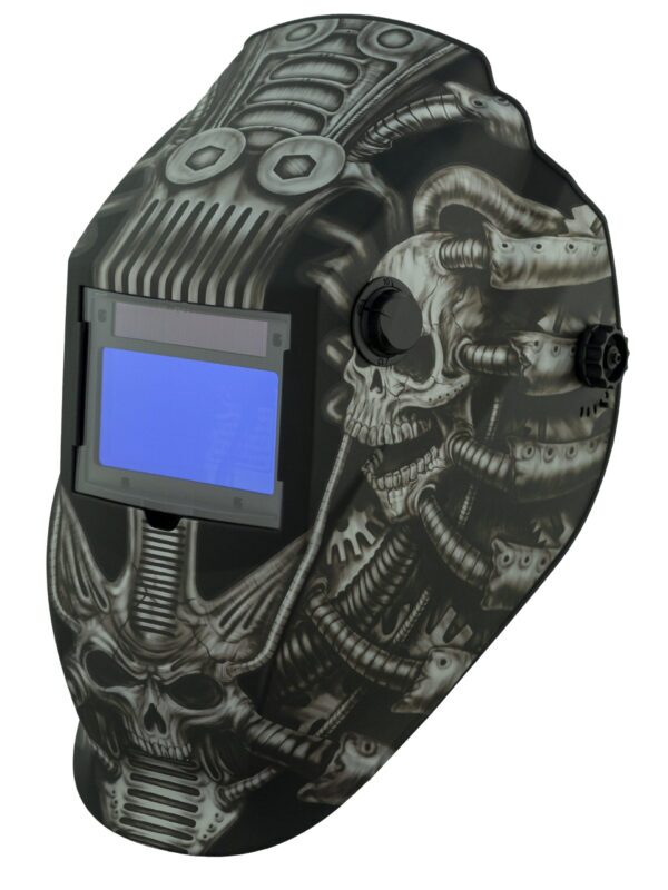 ATEC8735SGC Big Window 8735 Auto Darkening Welding Helmet - Gray Techo Skull