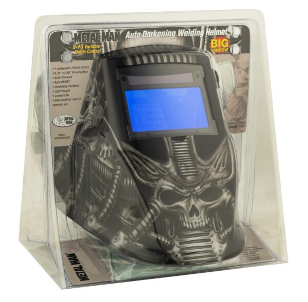 ATEC8735SGC Big Window 8735 Auto Darkening Welding Helmet - Gray Techo Skull