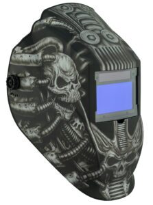ATEC8735SGC Big Window 8735 Auto Darkening Welding Helmet - Gray Techo Skull ATEC8735SGC Big Window 8735 Auto Darkening Welding Helmet - Gray Techo Skull