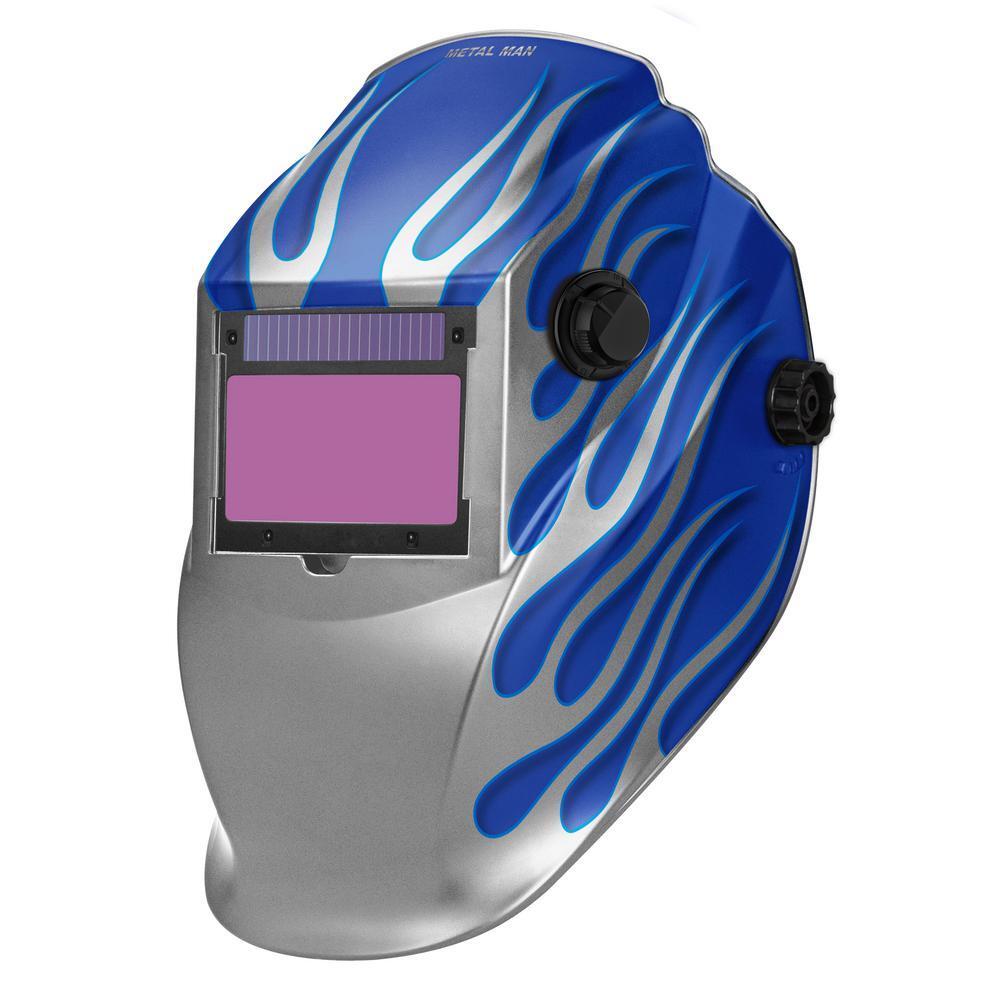 ASB8735SGC-R Big Window 8735 Auto Darkening Welding Helmet - Blue/Silver Flame