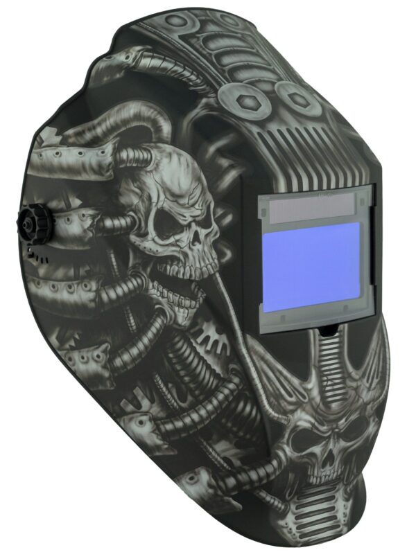 ATEC8735SGC Big Window 8735 Auto Darkening Welding Helmet - Gray Techo Skull